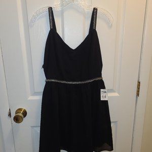 Ark & Co Little Black Spaghetti Strap Sequin Prom Bridesmaid Mini Dress NWT Sz 6